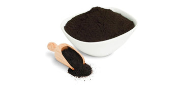 Shilajit powder in a wooden bowl - natural Ayurvedic supplement for energy and cognitive health