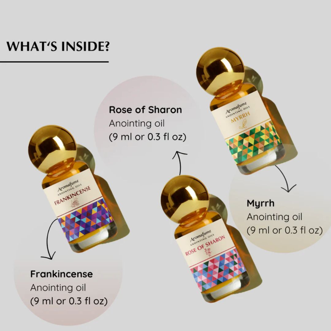 Aromafume Frankincense, Myrrh & Rose of Sharon Anointing Oils Gift Set