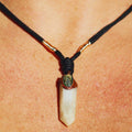 Elegant Labradorite and White Quartz Crystal Pendant on Silver Chain