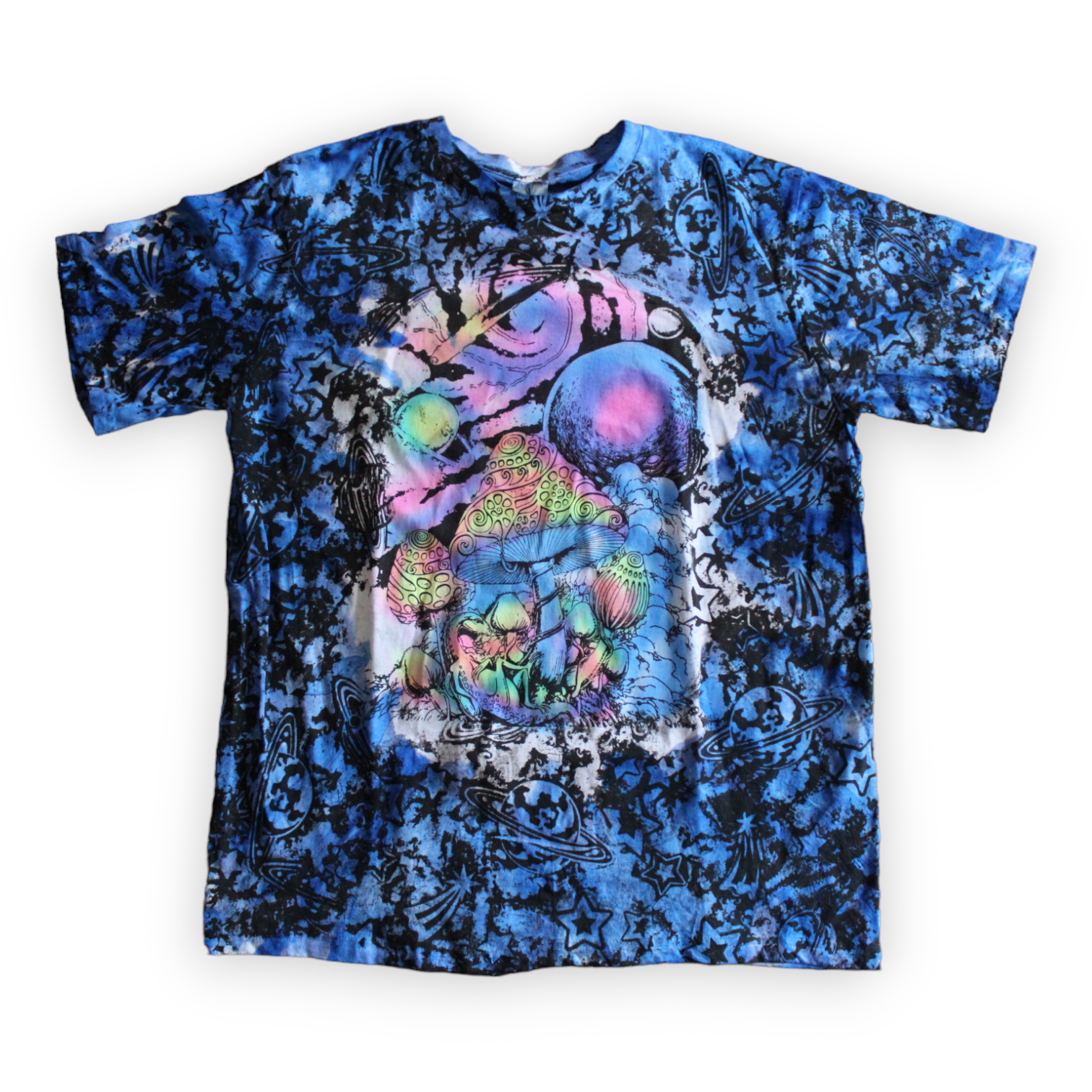 Psychedelic mushroom galaxy tie dye tee