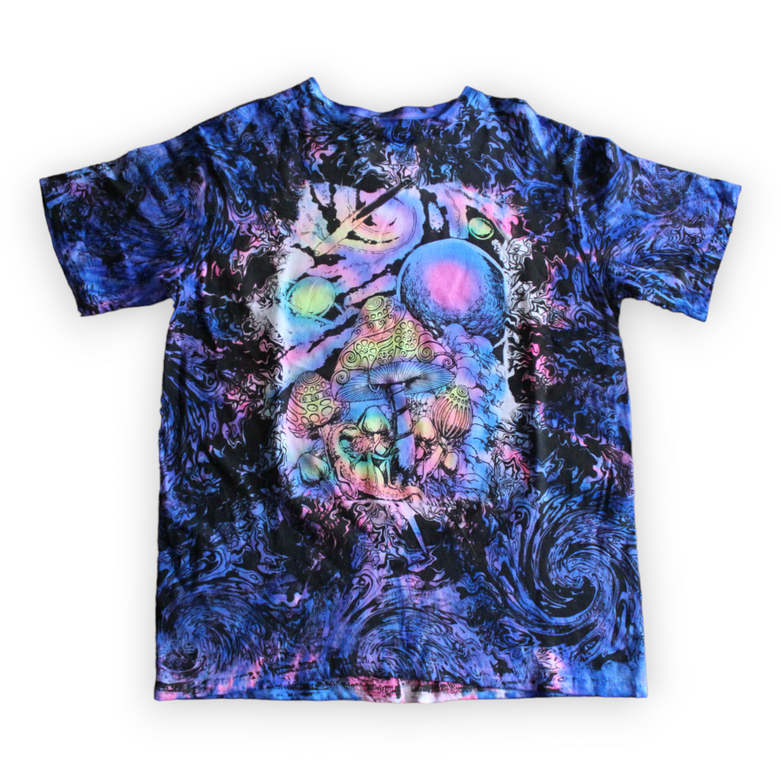 Hand-painted mystic mushroom tie dye shirt