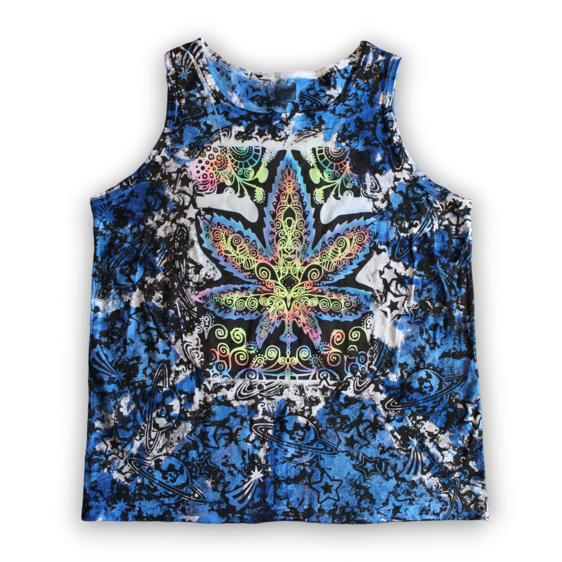 Celestial design tie dye tank for men