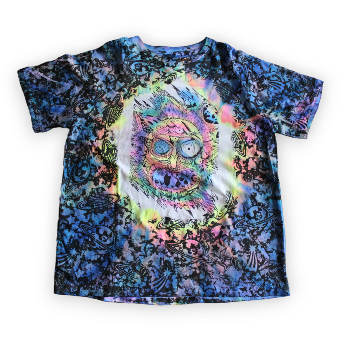 Hand-painted Cosmic Rick & Morty Tie Dye Shirt 