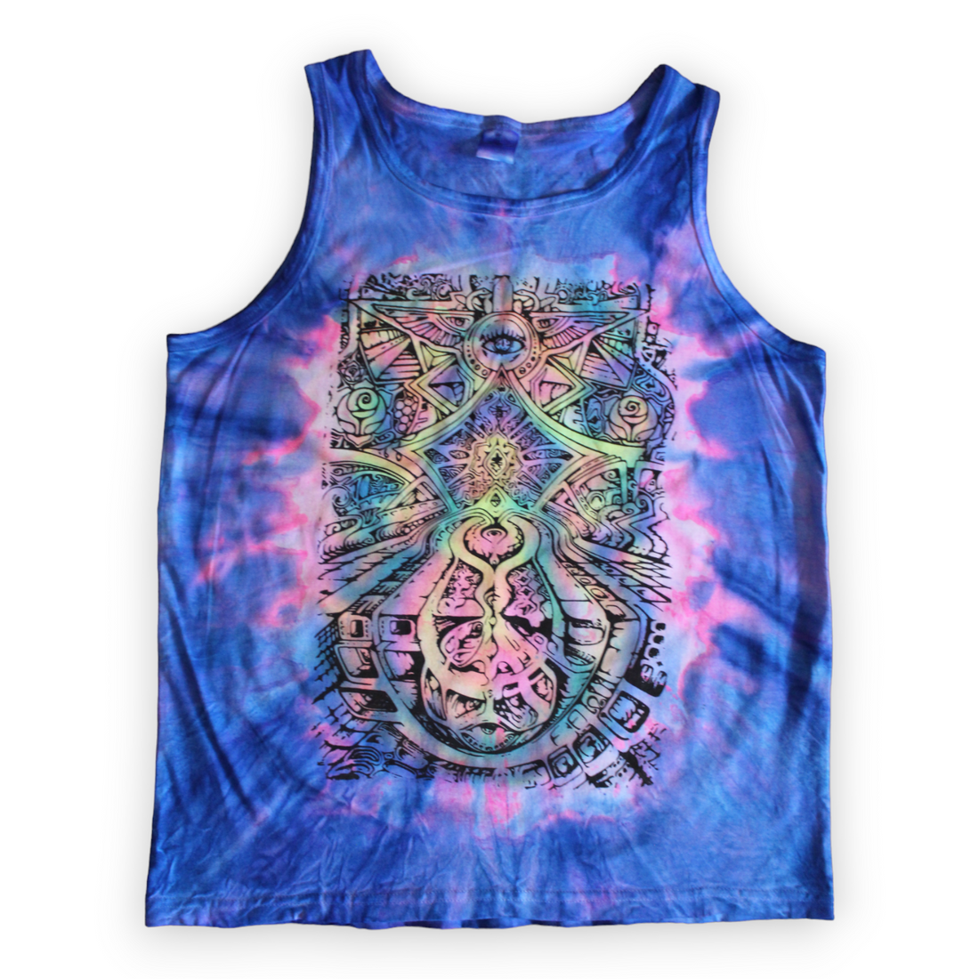 Artisan sacred geometry tie dye tank top