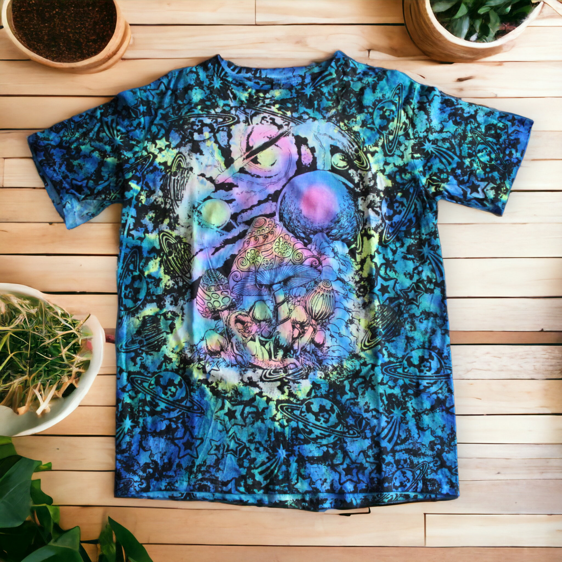 Men's cosmic mushroom galaxy tie dye shirt 