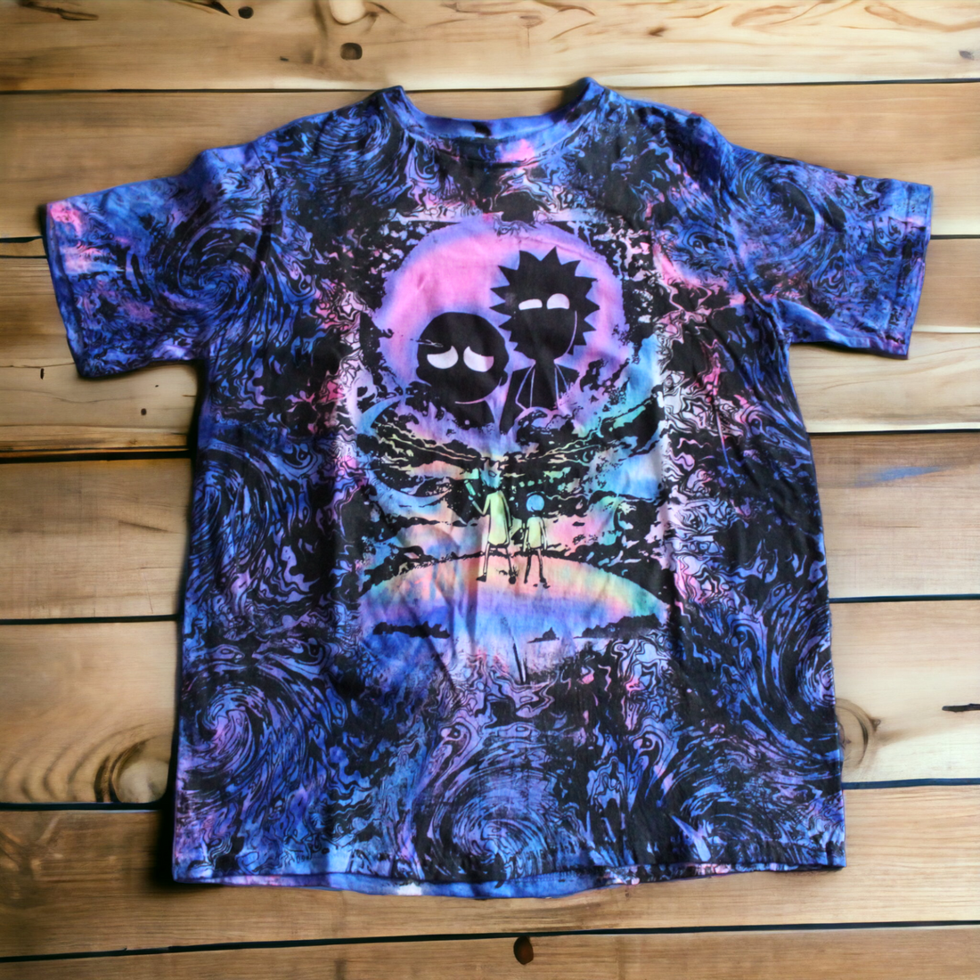 Cosmic Black Tie Dye Shirt with Rick & Morty 