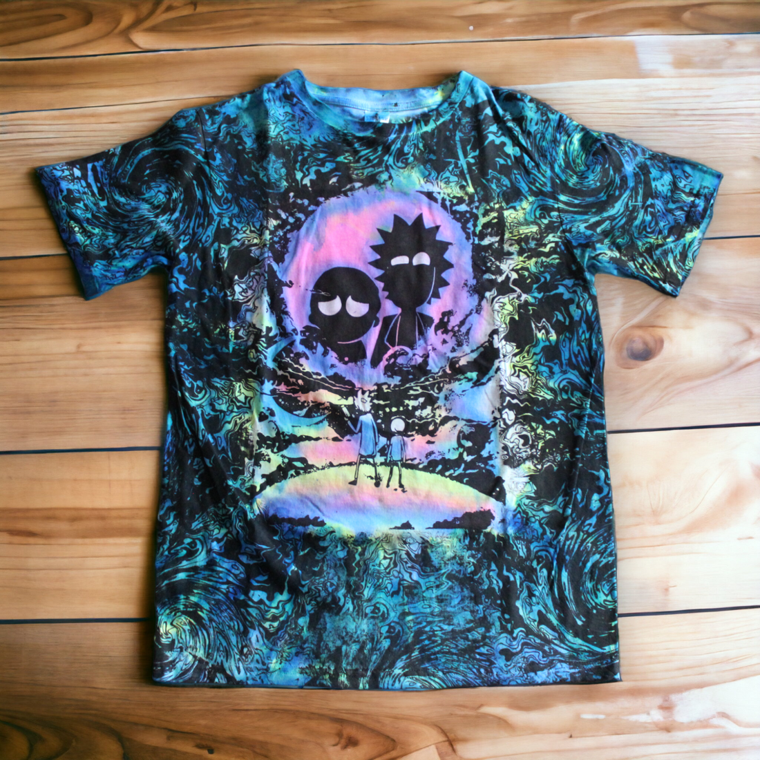 Cosmic Rick & Morty Hand-Painted Tie Dye Shirt 