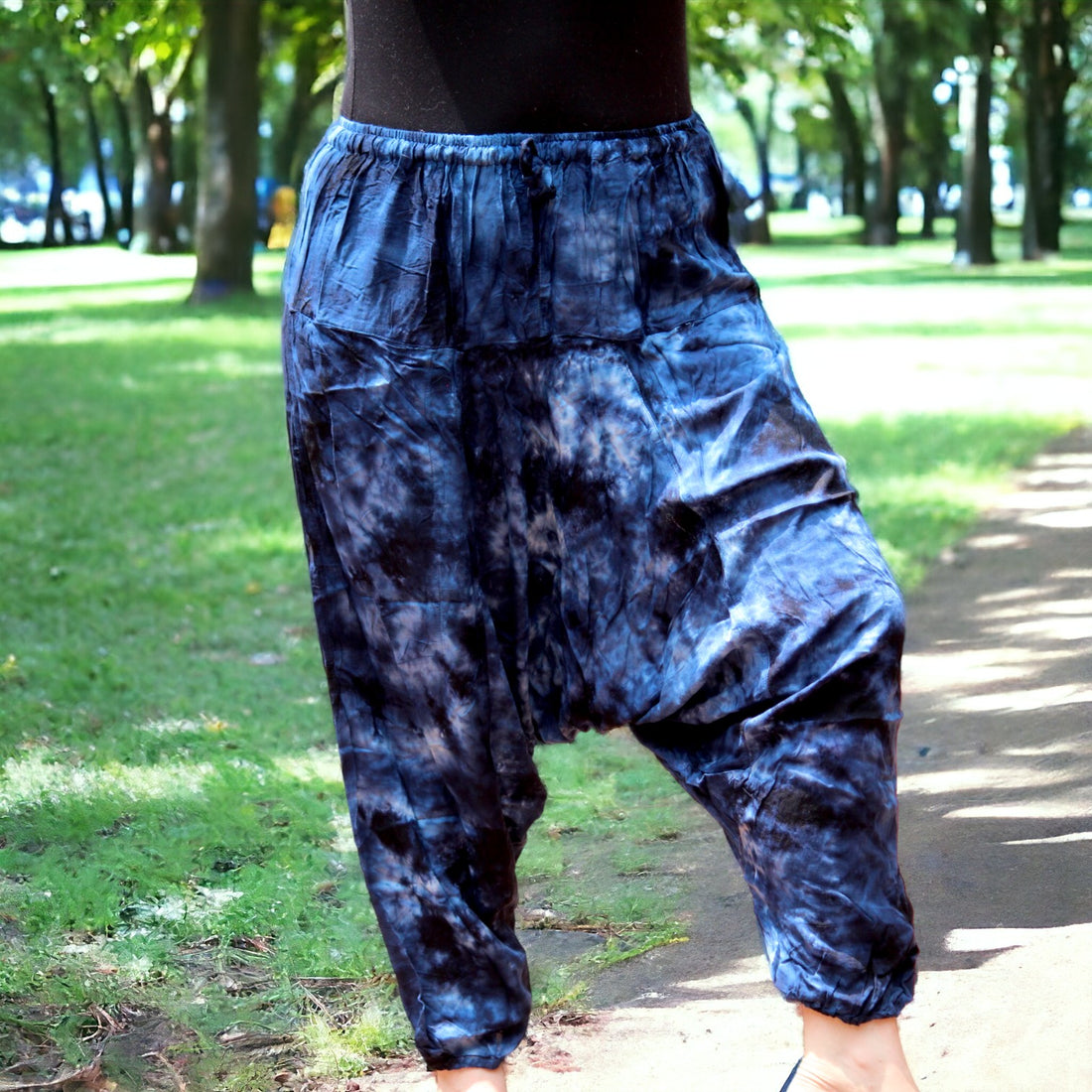 Midnight Waves - Boho Tie-Dye Harem Pants Midnight Waves Boho Tie-Dye Harem Pants: Secret Sense's Tranquil Elegance  Fits sizes M to L with ease